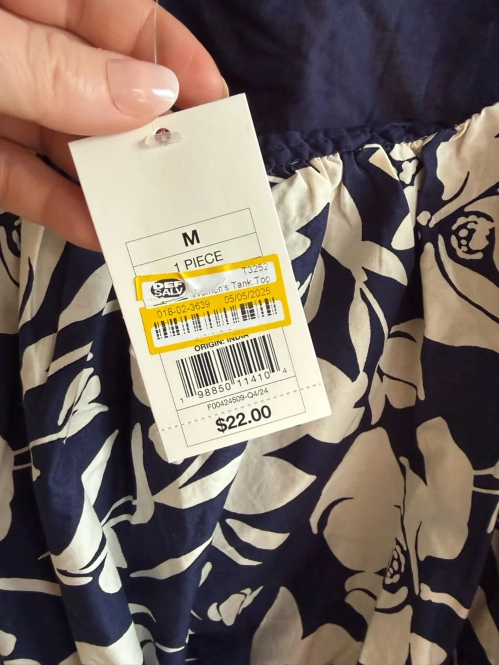 Navy‎ and Cream Floral Scoop Neck Tank and Matching Skirt Set